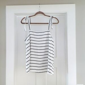 NWT Silky flowy Navy Blue and White striped tank